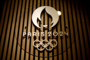 FILE PHOTO: The logo of the Paris 2024 Olympic and Paralympic Games inside an official Paris 2024 store at the Carrousel du Louvre in Paris, France, December 21, 2023.