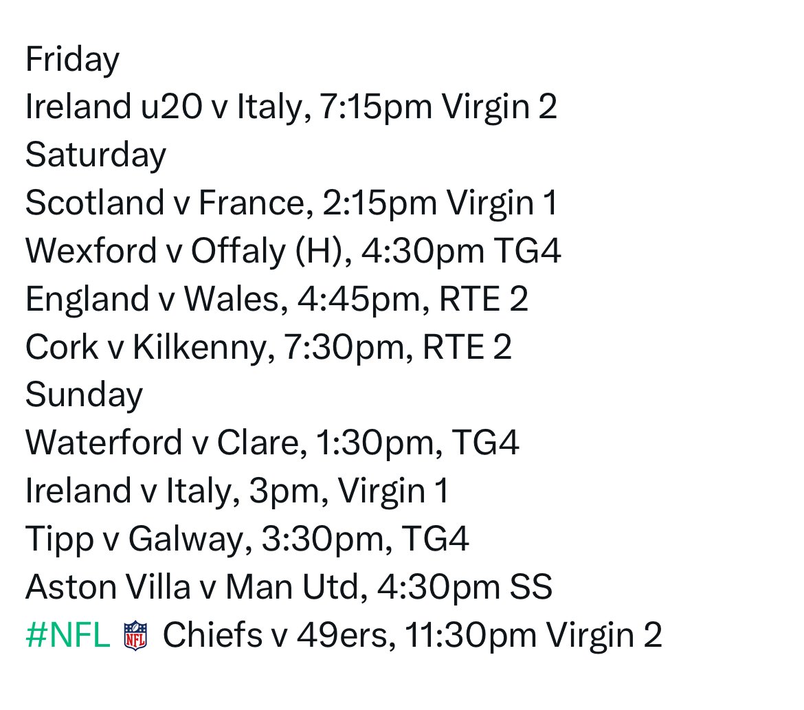 Sport on Irish TV this weekend