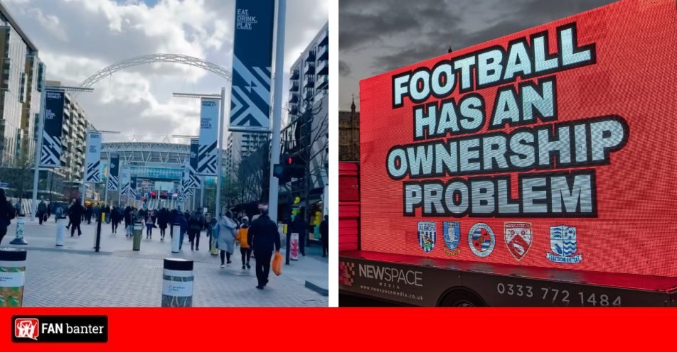 Fans of three EFL clubs team up asking 'who next' amid protest prior England game at Wembley